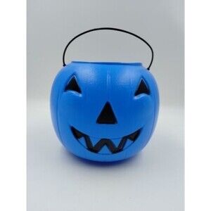 General Foam Plastics Blue Pumpkin Pail Bucket Blowmold USA Halloween VI…